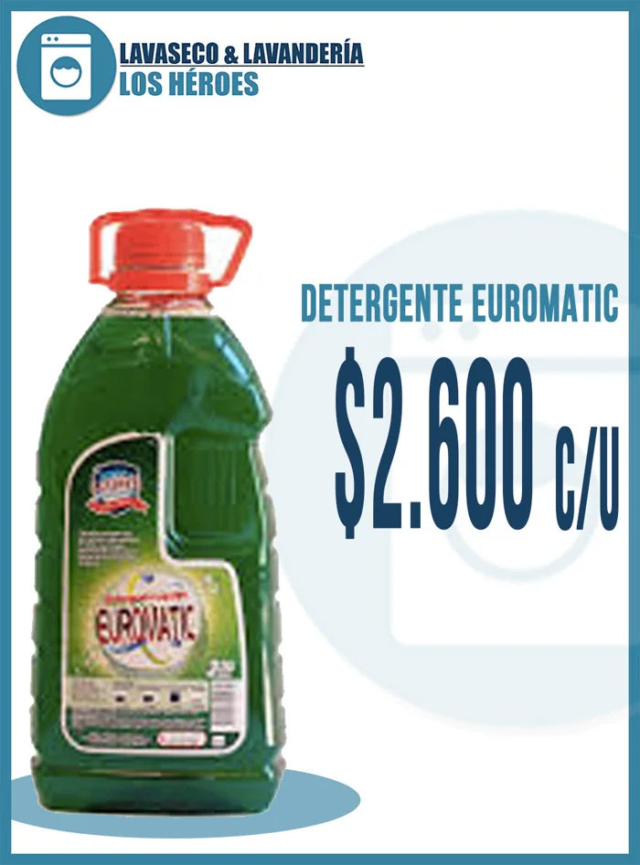 Afiche de Lavandería Los Héroes con el detergente Euromatic